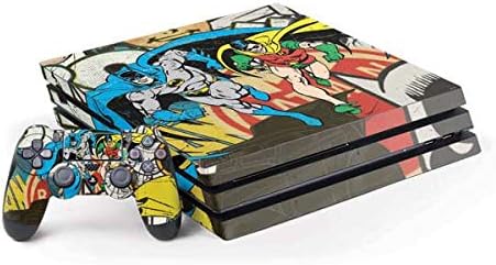 Skinit Decal Gaming Skin Compatible with PS4 Pro Console and Controller Bundle - Officially Licensed Warner Bros Batman and Robin Vintage Design
