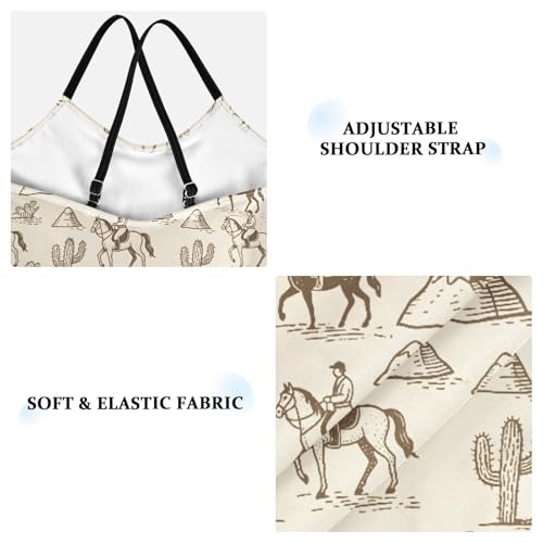 senya Girls Swimsuits One-Piece Swimwear Tie Bathing Suit Beach Summer Round Neck 5-6T Cactus Horseback Rider Pattern3