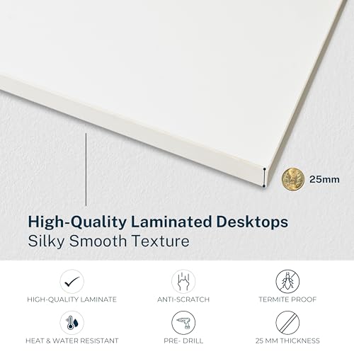 Image of Dual Motor - 120x75cm (25mm Frosty White Top & Frame) Electric Height Adjustable Desk, 3-Stage Lift, Cup & Headphone Holder, Anti Collision Safety | 2-Year Warranty