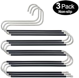 HuaQi S Shape Clothes Pants Hangers Non Slip Closet Storage Organizer Multi Space