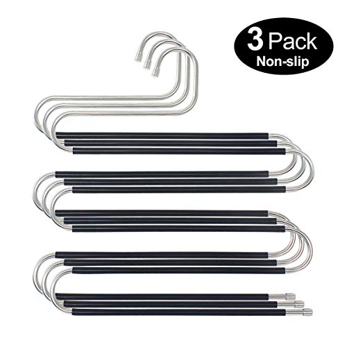 HuaQi S Shape Clothes Pants Hangers Non Slip Closet Storage Organizer Multi Space