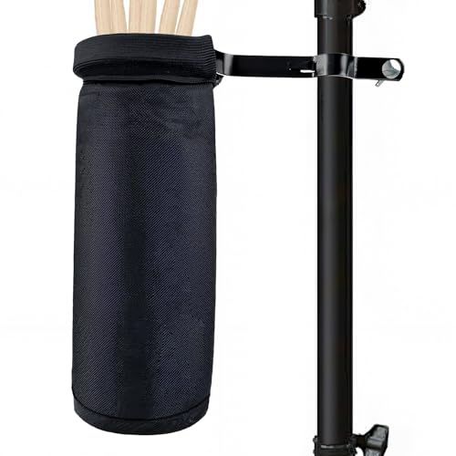 VixxNoxx Drum Stick Bag Holder Portable Drumstick Bag with Adjustable Clamp Nylon Holder for Drumsticks Brushes & Mallets Up to 8 Pairs of Sticks (Black)