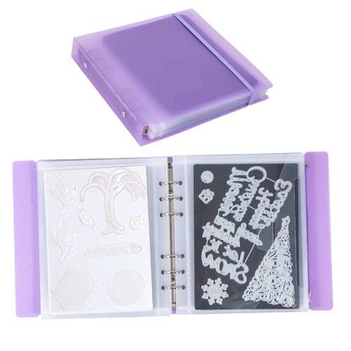 Image of UNIMEIX 12 Pcs Magnetic Sheets for Die Storage with 1 Binder Cover, 2 in 1 Storage Stamp and Die Storage Bags Die Cut Storage Supplies(0.8 mm Thickness, Purple)