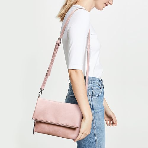 Image of KALIDI Vintage Vegan Leather Crossbody Bag PU Shoulder Bag Handbag Multiple Pockets Adjustable Removable Strap Women