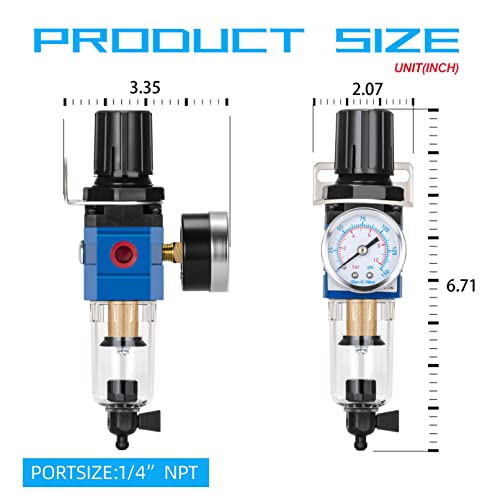 Nanpu AW2000-02M 1/4 Inch Npt Compressed Air Filter Regulator Combo Piggyback thumb #2