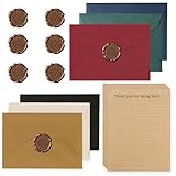 22 Pezzi Vintage Carta da Lettere con Busta, Set di 6 Buste in Lino e Sigilli di Cera, 10 A5, Carta da Lettere Vintage, Pergamena da Scrivere, per Compleanno, Inviti di Nozze