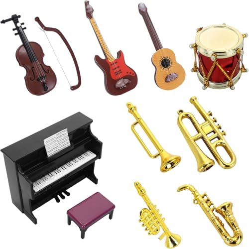 Sarini 11 pièces Instruments de Musique Miniatures pour Maison de poupée, modèle de Mini...