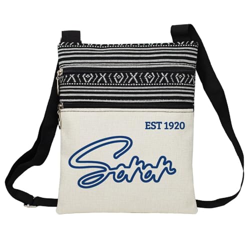 Soror 1920 Messenger Bag Small Ethnic Pattern Printed Adjustable Strap Crossbody Zipper Bag Sorority ZPB Phone Bag Wallet Cute Shoulder Handbag for Women