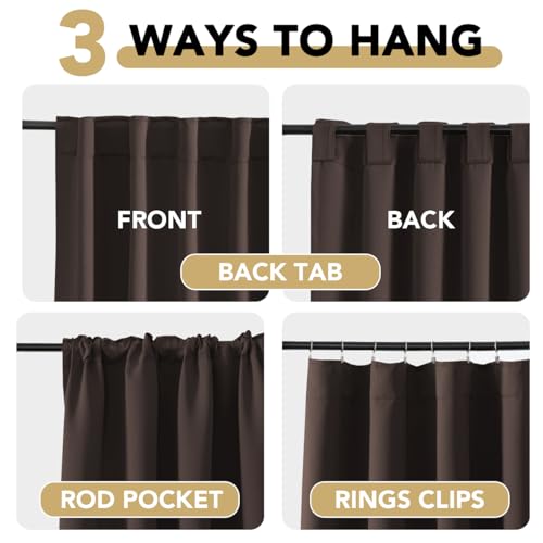Image of H.VERSAILTEX Blackout Curtains Thermal Insulated Window Treatment Panels Room Darkening Blackout Drapes for Living Room Back Tab /Rod Pocket Bedroom Draperies, 52 x 72 Inch, Chocolate Brown, 2 Panels