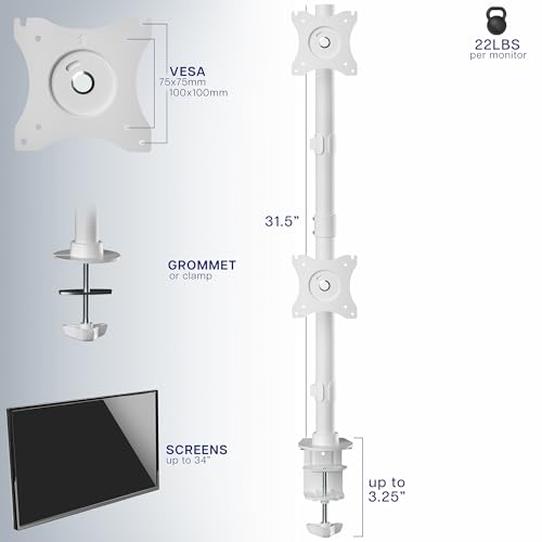 Image of VIVO Dual Monitor Desk Mount Stand with Height Adjustment and VESA Plates for 2 LCD Ultrawide Screens up to 34 inches, Stacked Array, STAND-V002RW