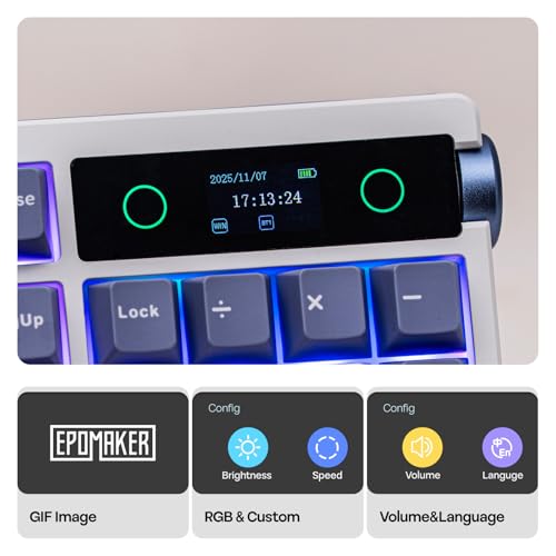 EPOMAKER TH108 PRO Full Size Mechanical Keyboard with Screen & Knob, Wireless Gaming Keyboard with 10000mAh, Creamy Gasket, Hot Swap, Custom Driver, RGB Backlight (White, Creamy Jade) by EPOMAKER - Image 3