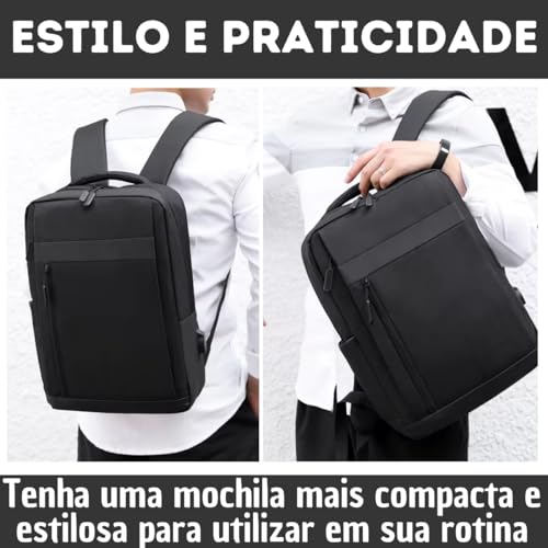 Mochila Bolsa Executiva Notebook Reforçada Impermeável Masculino Feminino Cabo USB Moderna Trabalho