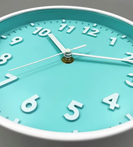Andstar 8 Inch Round Wall Clock With 3D Arabic Numerals Eco-Friendly Silent Non Ticking Easy To Read Wall Clock For Office Kitchen Bedroom Classrooms Living Room(Blue) #TOP4