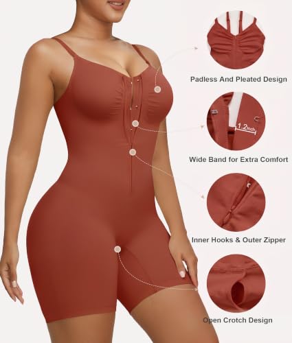 Image of SHAPERX Women's Shapewear Bodysuit Tummy Control Seamless Zip-Up Body Shaper Waist Defining Silhouette