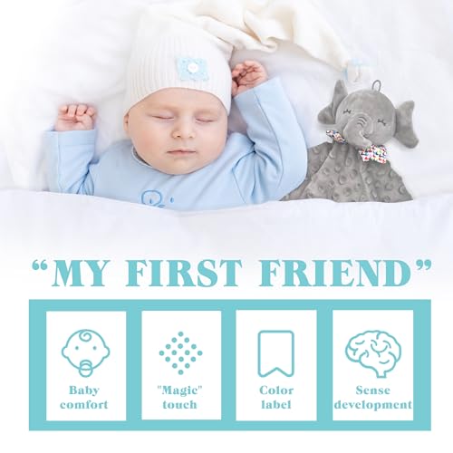 Image of Elephant Baby Lovey for Unisex Newborn Baby Security Blanket for Boys and Girls,Soft Lovie Baby Gifts Multi-Purpose Stuff Snuggle Toy,Elephant Stuffed Animal Grey
