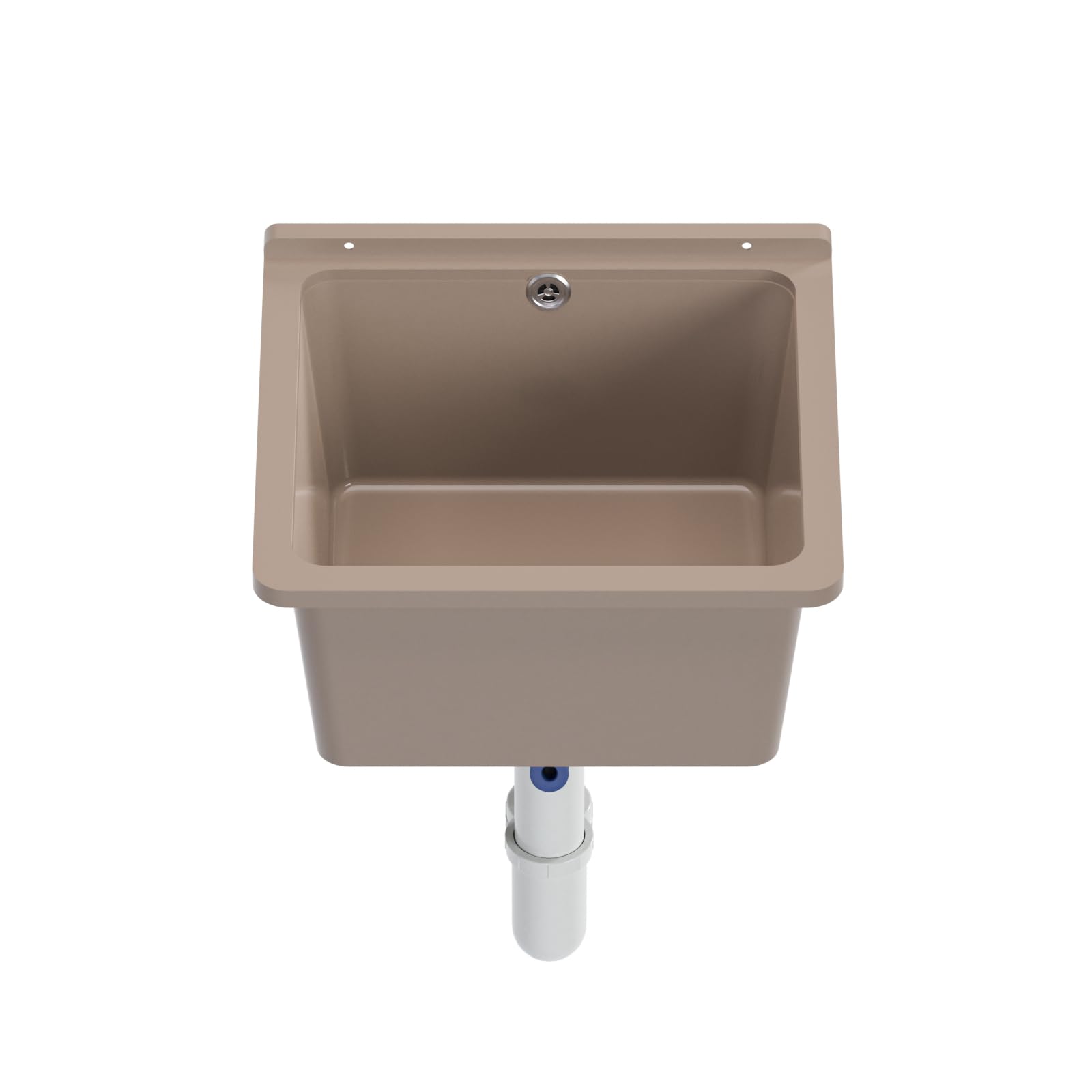 QLS Lavandino Esterno Giardino Garage Cantina Lavanderia Officina (Beige) 40 x 38 cm in Plastica, Installabile a Parete, Ideale per Interni ed Esterni