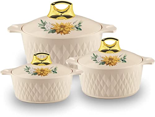 Tmvel Casserole Hotpot, Stainless Steel Insulated Hot Pot, Food Warmer, Keeps Food Warm For Hours Set (2500Ml, 3500Ml, 5000Ml) (Beige) #TOP22