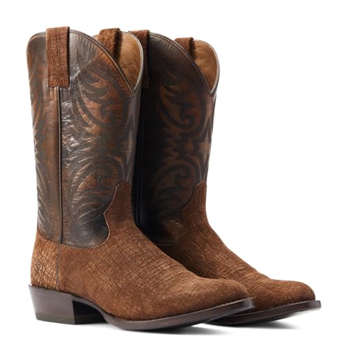 ARIAT BMVY9 Mens Bankroll Western Boot Hippo Tan Suede/Brooklyn Brown 11.5