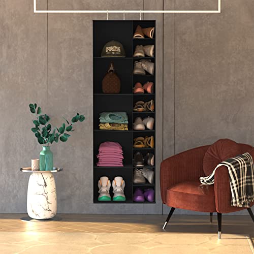 Coastal Rose Hanging Closet Storage Organizer, 15 Sections Closet Organizers And Storage Shelves For Clothes,Shoes,Handbag,Scarf, Black #TOP1