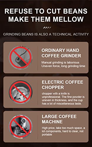 Electric Coffee Grinder Portable -One Button Control Coffee Bean Grinder Core Espresso Grinder Strong Power Uniform Grinding Adjustable Thicknessusb-Rechargeable (Black) #TOP3
