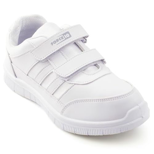 Liberty Force10 GOLA-03 Kids School Shoes with PVC Upper | Comfortable & Lightweight | PVC Sole | Padded Foam Insole | Quick-Wear Velcro Closure | Stylish & Modern (5 UK-White)
