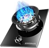 Piano Cottura A Gas da Incasso, Fornello Singolo, Potenza di Fuoco di 5,2 Kw, Nove Camere, Vetro Temperato, Testa Singola, Fornello Singolo A Gas, Fornello da Cucina per Uso Domestico, Black, NG