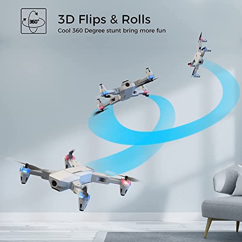 Simrex X500 Mini Drone Optical Flow Positioning Rc Quadcopter With 720P Hd Camera, Altitude Hold Headless Mode, Foldable Fpv Drones Wifi Live Video 3D Flips Easy Fly Steady For Learning Gray #TOP5