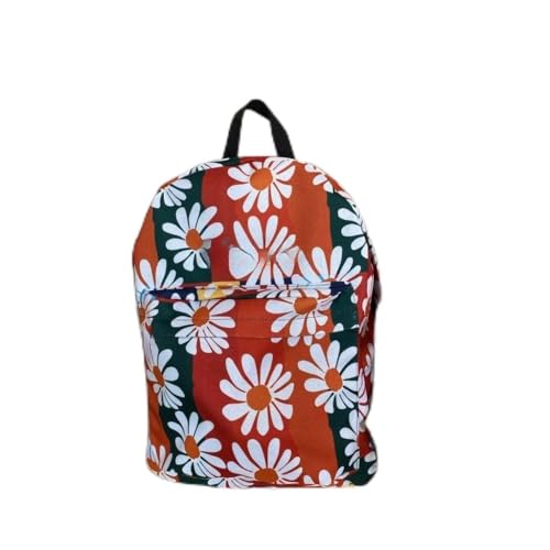 Mochila Escolar Estampada Feminina Grande – Mochila de Viagem Casual com Alça Regulável, Espaçosa, Resistente para Escola, Faculdade e Dia a Dia(Flor Branco)