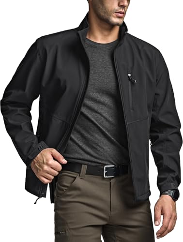 CQR Men's Water Resistant Tactical Softshell Jacket, Fleece Lined High Neck Full Zip, Wind Rain Hiking Hunting Winter Outdoor2