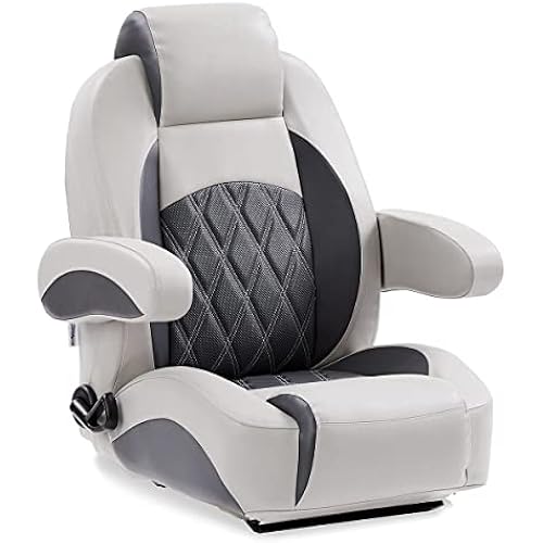 DeckMate Luxury Reclining Pontoon Captain's Chair - Gray and Charcoal