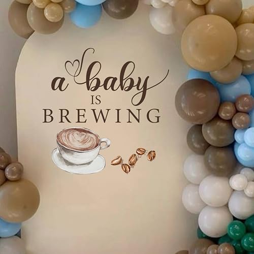 Baby Shower Wall Decor, A Baby is Brewing Coffee Theme Backdrop Sign, Coffee Lover Nursery Decal, Large 28x15 Inch Removable Lettering for Party Decor
