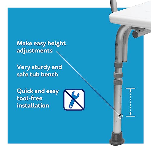 Carex Bathtub Transfer Bench - Shower Bench And Bath Bench With Height Adjustable Legs - Convertible To Right Or Left Hand Entry, Shower Chair For Bathtub, Bathtub Chair #TOP2
