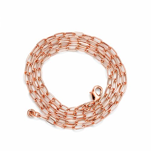 Handmade Copper Paperclip Chain Necklace for Women & Men Minimalist Unisex Fashion Jewelry Secure Lobster Clasp (18 Inch)