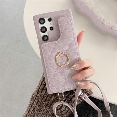 Sangle portefeuille et anneau de support téléphone rosegold pour Samsung S24 Ultra