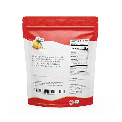 Skyland Kitchen Organic Sliced Tigernuts 12oz, Nut-Free, Raw Snack, Gluten-Free, Vegan, Paleo Friendly, High Fiber, Non-GMO