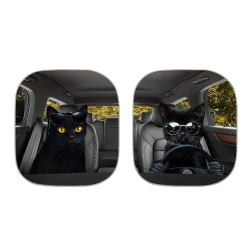 Image of Funny Black Cat Car Interior Accessories Sun Protection Easy to Install Automotive Windshield Sunshades Keep Cool UV Rays Protection for Most Sedan Truck Van 28.5 x 25.5 inches