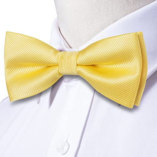 Image of Hi-Tie Bow Ties for Men Pre-Tied Pocket Square with Cufflinks Mens Bowtie Sets for Wedding Formal Party