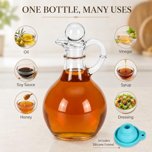 Morvexa Huilier Verre 350 ml avec Entonnoir Silicone, Carafe Rétro Cuisine – vue 6