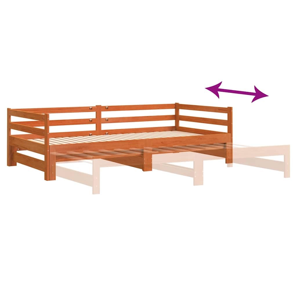 vidaXL Sofá Cama Nido de Madera Maciza de Pino Marrón Cera 90x200 cm - Diván Con Nido Para Invitados