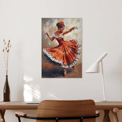 AAHAORYI Argentina Chacarera Dancer Art Print, Latin Folk Dance Wall Art Colorful Painting Poster Modern Home Decor 16x24inch(40x60cm) - Image 7