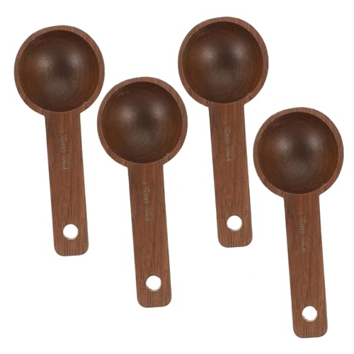 GLEAVI 4個 黒胡桃木製計量スプーン 木製コーヒースクープ 調味料やコーヒー豆用 キッチンアクセサリー 多用途計量スプーン