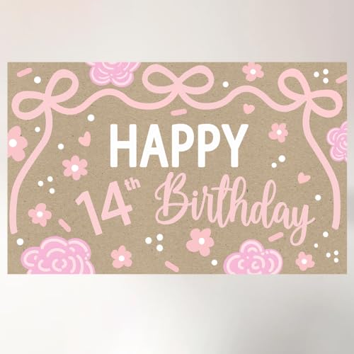 14th Happy Birthday Backdrop for 14th Birthday Decorations