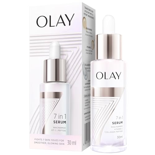 Image of Olay 7in1 Ultra-light Face Serum | Niacinamide, Vitamin C, Collagen Peptides | Fights 7 Issues for Smooth & Glowing Skin | Normal to Oily Skin | Dermatologically Tested | Non Comedogenic | 30ml