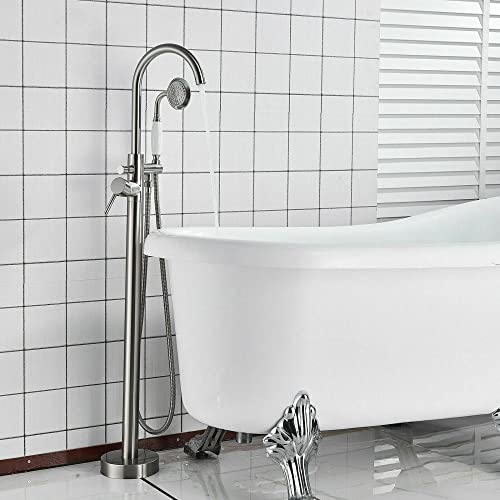 Mitigeur de baignoire sur pied colonne de douche nickel brossé