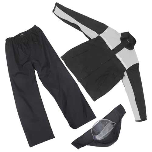 Healeved Traje de Lluvia para Moto para Hombre Chaqueta y Pantalón Resistentes al Viento Talla XL Color Negro Gris Bandas Reflectantes para Conducción Segura bajo Lluvia Intensa