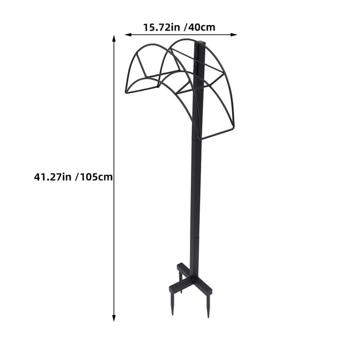 WOONEKY Freistehender Gartenschlauchhalter aus Eisen in Schwarz