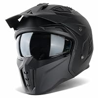 VINZ Kioto Jethelm / Streetfighter Helm | ECE 22.06 zugelassen | Motorradhelm | Rollerhelm mit Sonnenvisier / Sonnenblende | Jet Helm Mit abnehmbarem Kinnschutz - Matt Schwarz – Ansicht 1