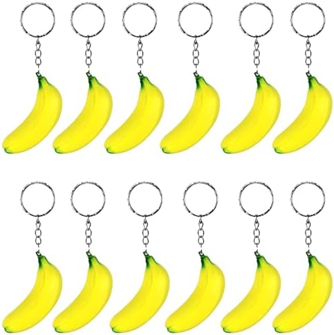 BFLCTTBD 12 Pcs Banana Key Chain Keyring Stress Relief Keychain Fruit Pendant Ch
