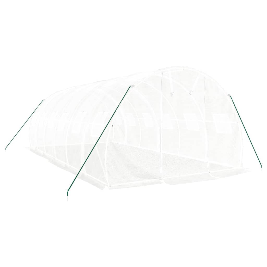 Spaziosa serra da 12 m², copertura in PE bianco, telaio in acciaio zincato, 4 x 3 x 2 m, resistente ai raggi UV, con porta arrotolabile e 4 finestre a rete per uso esterno in giardino