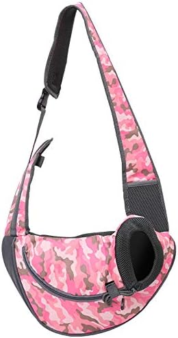 PETEMOO Pet Sling Carrier Bag, Hand-Free Dog Cat Outdoor Travel Shoulder Bag with Adjustable Strap& Zipper